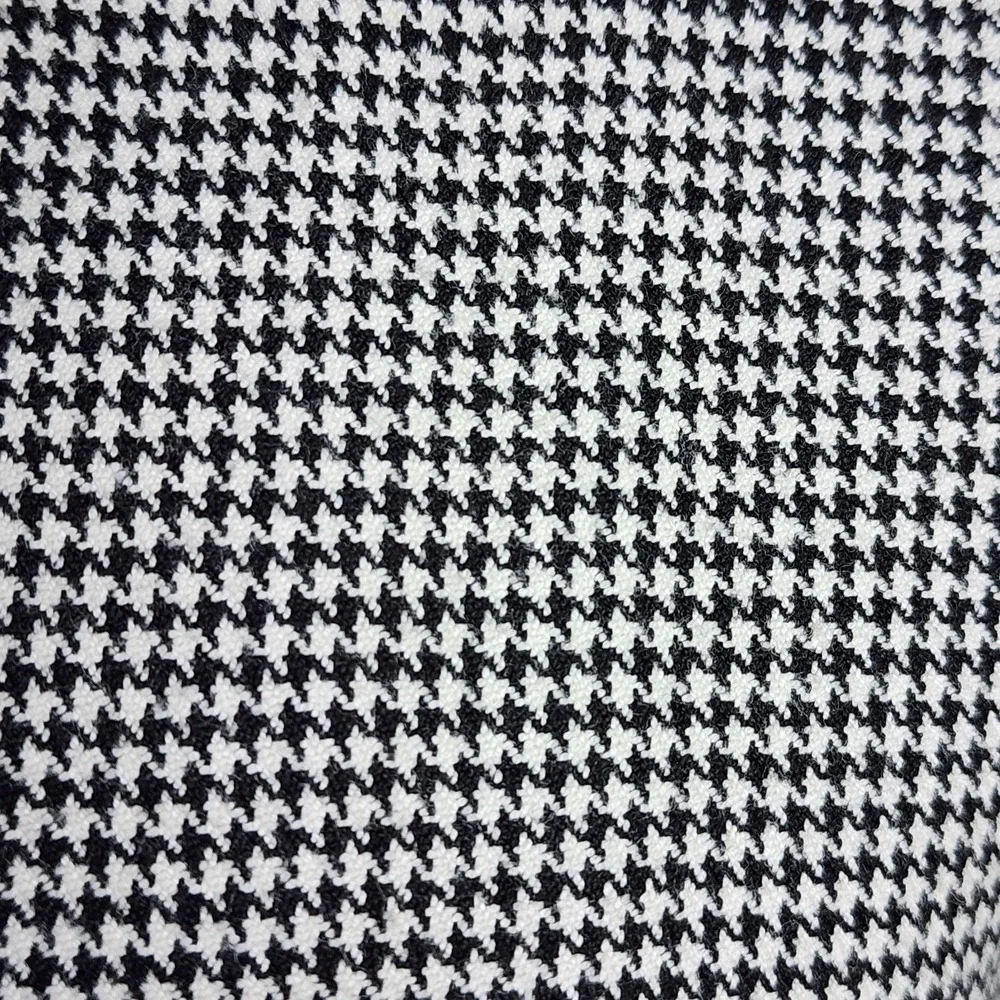 Zara Houndstooth Top Blouse Womens XS Black White Collared 1/4 Zip Preppy Office - Picture 3 of 12